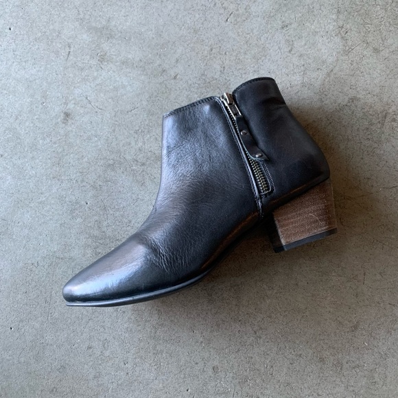 Diba Black Leather Pointed Dual Zip-Up Heeled Quality Boots/Booties 8 Womens - Picture 5 of 7